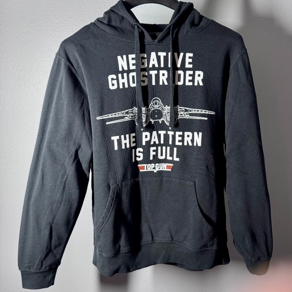 Top Gun Mens Negative Ghostrider Graphic Hoodie Black Large F-14 Tomcat Jet